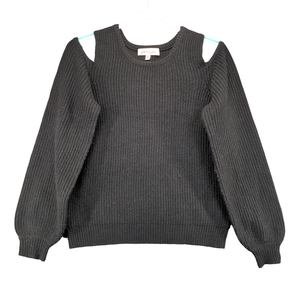 Philosophy Republic Clothing Womens Wool Blend Sweater Black Small Cold Shoulder